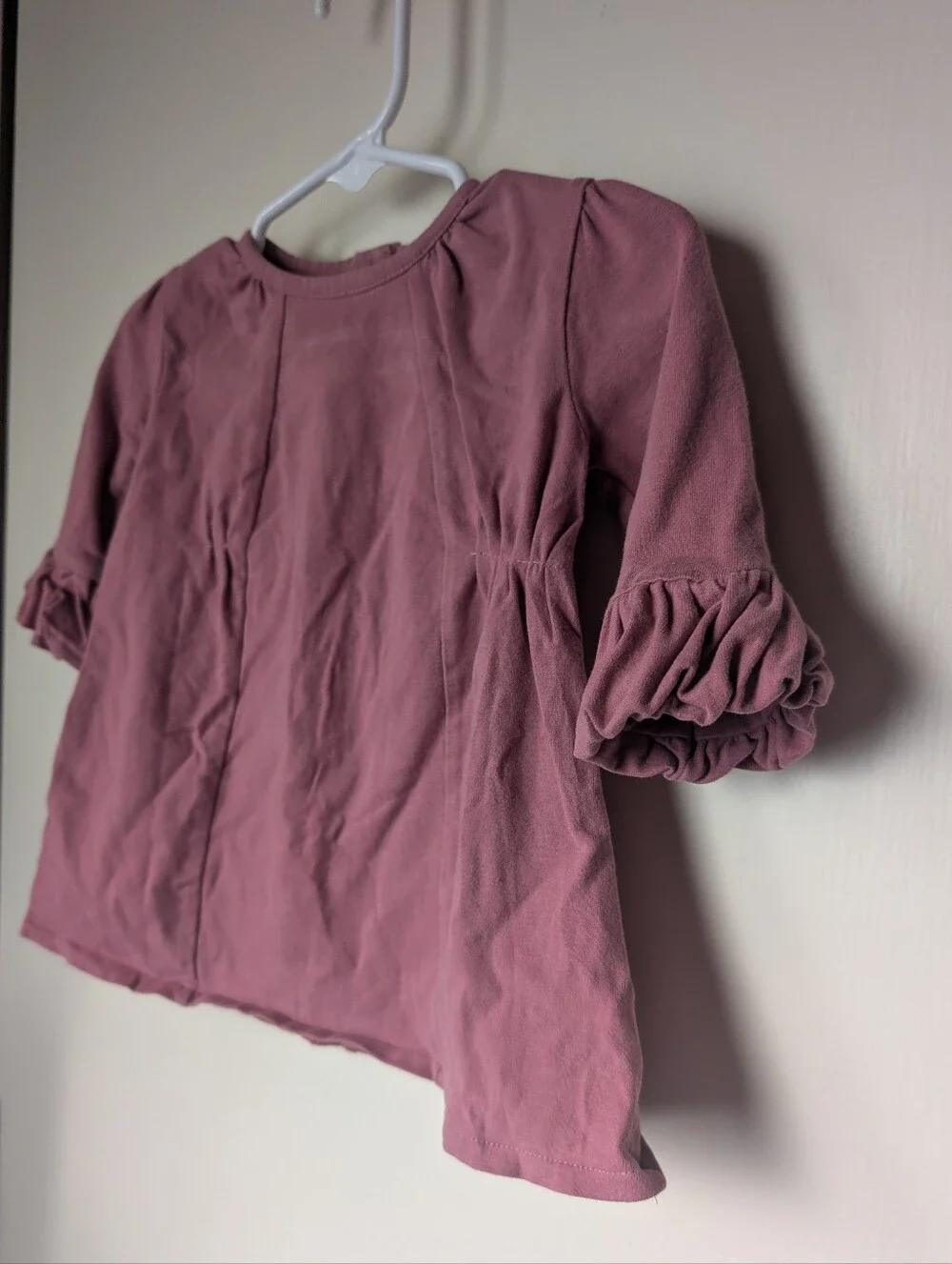 Dusty Rose Long Ruffle Sleeve Tee 6-9m